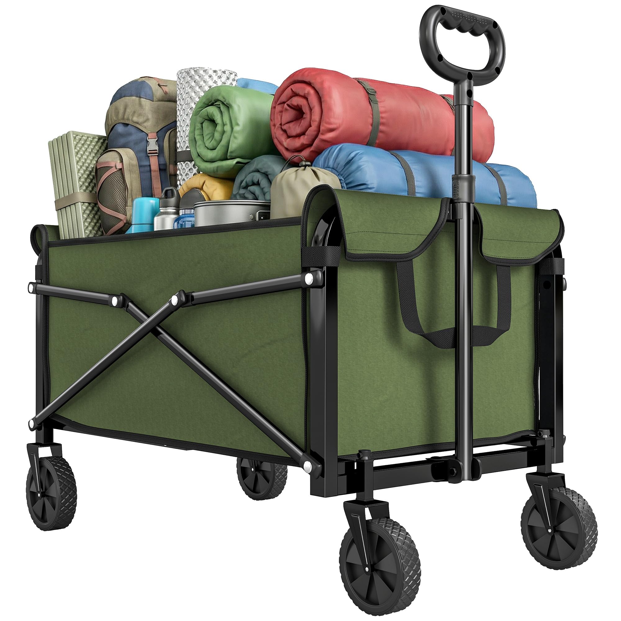 Outsunny Green 81L Festival Trolley On Wheels Garden Folding Cart 50Kg