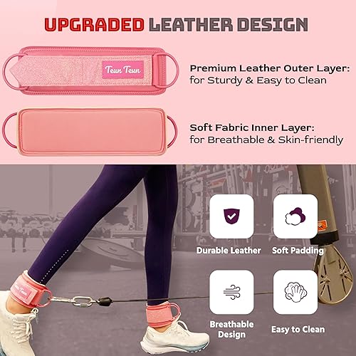 Miniatura 12 de Correas de tobillo con purpurina para máquina de cable, accesorios para mujer, correas de cable de gimnasio para entrenamiento de glúteos, extensión