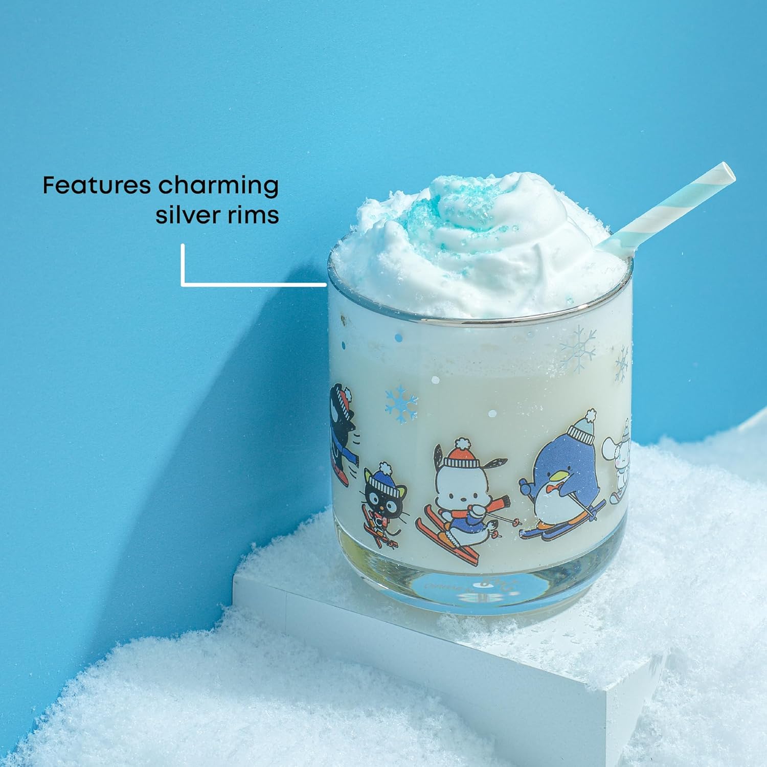 JoyJolt Hello Kitty and Friends Winter Wonderland Short Glasses, Drinking Glasses Set of 4, 10oz Lowball Glass Tumblers, Kawaii Sanrio Hello Kitty Glassware Drinkware Set - Image 5