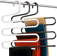 Cabide Organizador de Metal em Formato S com 5 Divisórias Suporte Multiuso Para Roupas Calça Shorts Saia Bermuda Gravata Camiseta Cachecol, Organizador de Guarda Roupa e Closet