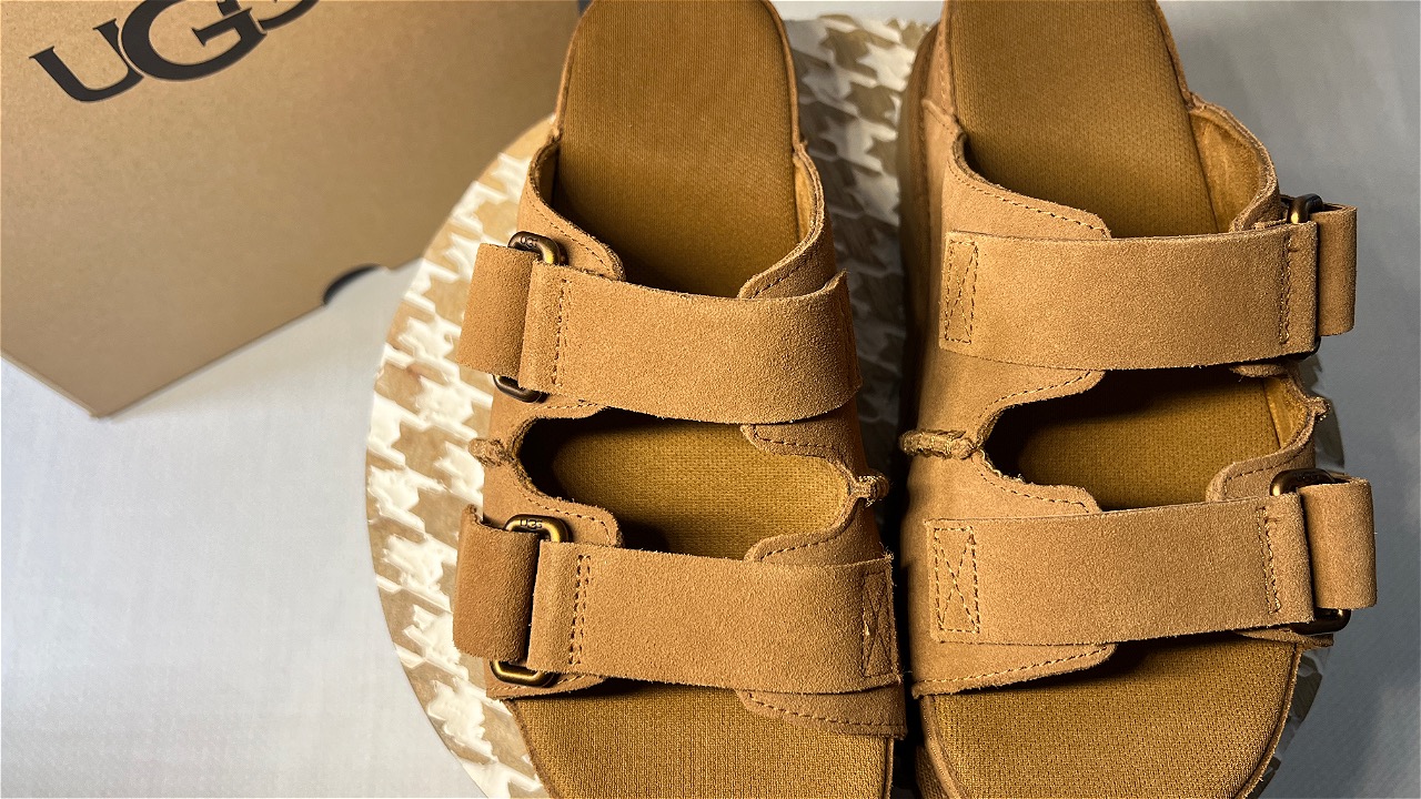 Watch UGG Chestnut Color Women's Goldenstar Hi Slide Sandals on