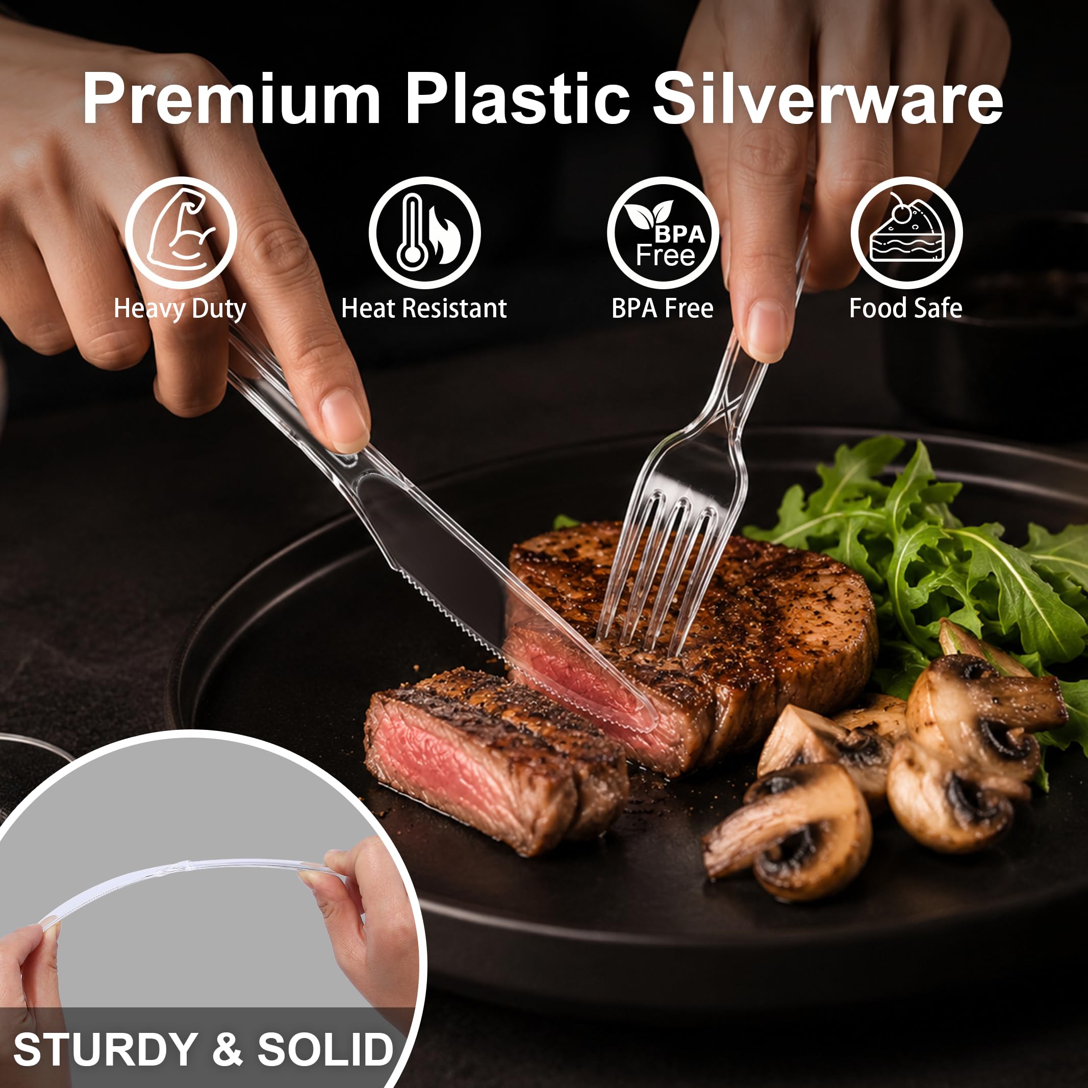 BYSNOW 360 Pack Heavy Duty Disposable Silverware -3