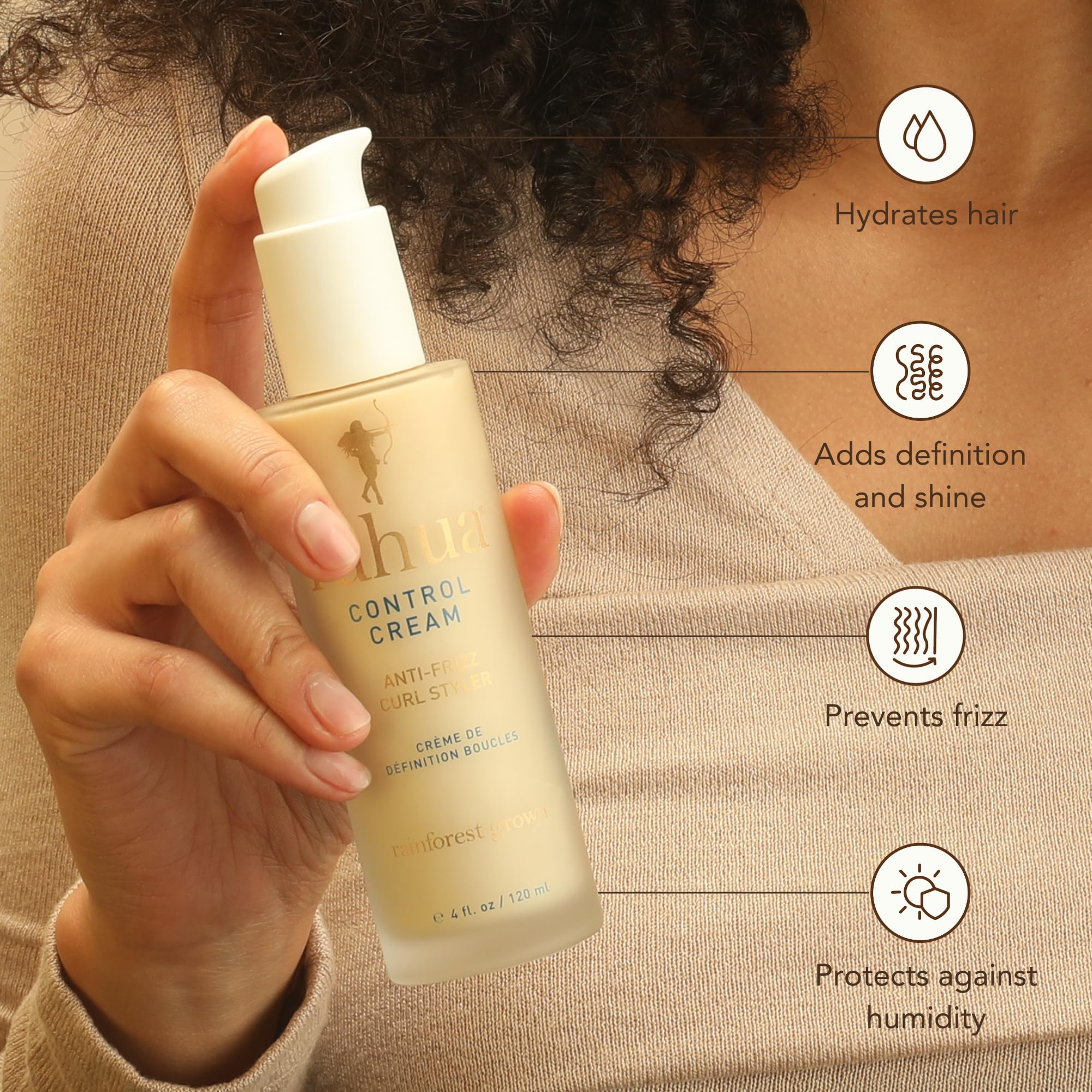 Rahua Control Cream Curl Styler, Vegan Anti-Frizz Curl Defining Cream with Shea Butter Oil, Moisturizing Leave In Styler for Curly Hair, Lightweight Humidity Resistant Formula, 4 Fl Oz