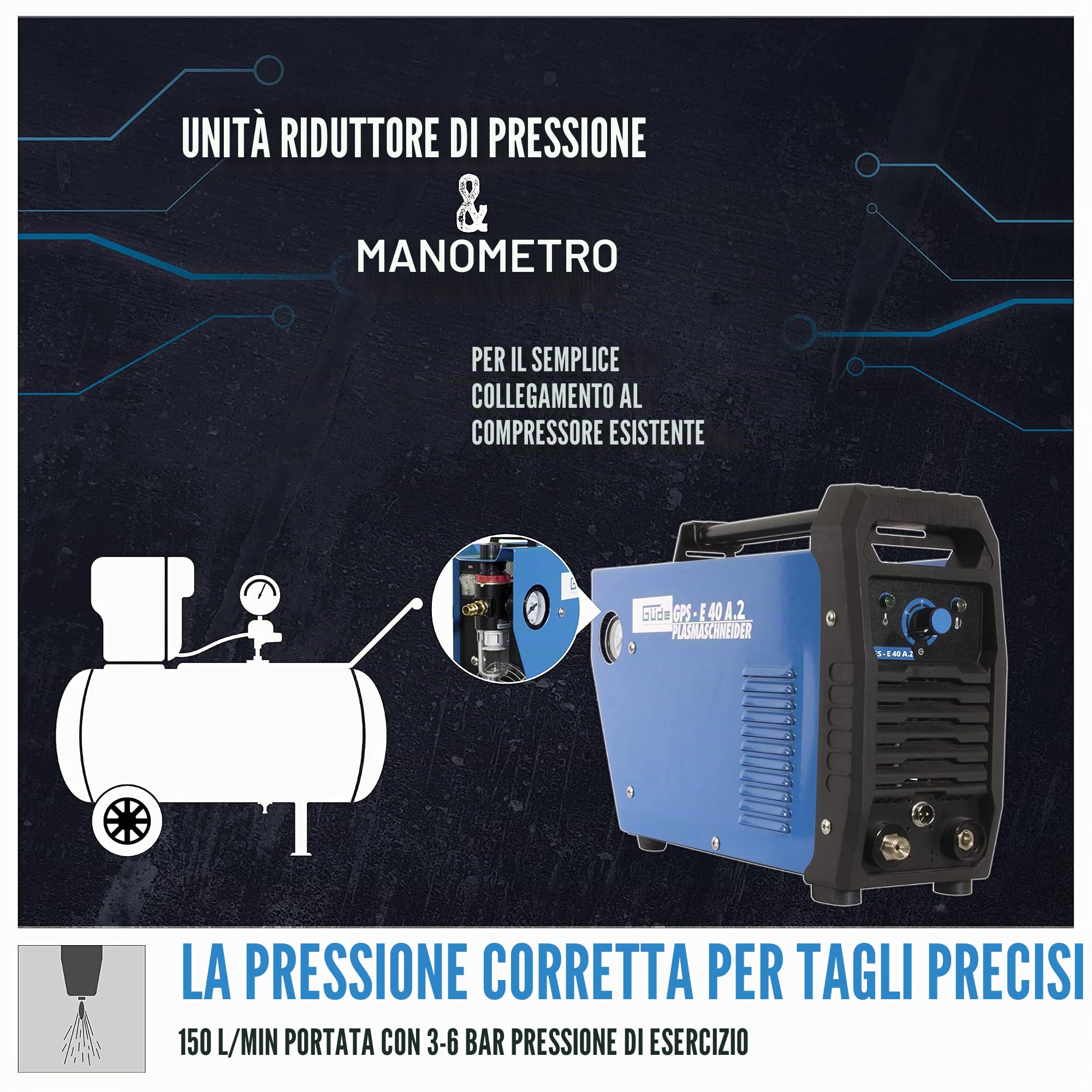Güde 20092 - Taglierina al plasma GPS-E 40 A.2 (taglierina per plasma ad alta frequenza, bruciatore da 2,5 m, spessore del materiale max. 12 mm)