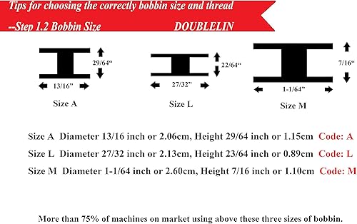 Miniatura 3 de Bobina preenrollada, lado de plástico, tamaño L (SA155, tamaño 9.4), blanco, 144 piezas, poliéster 60S2 para bordado, doblelin, compatible con