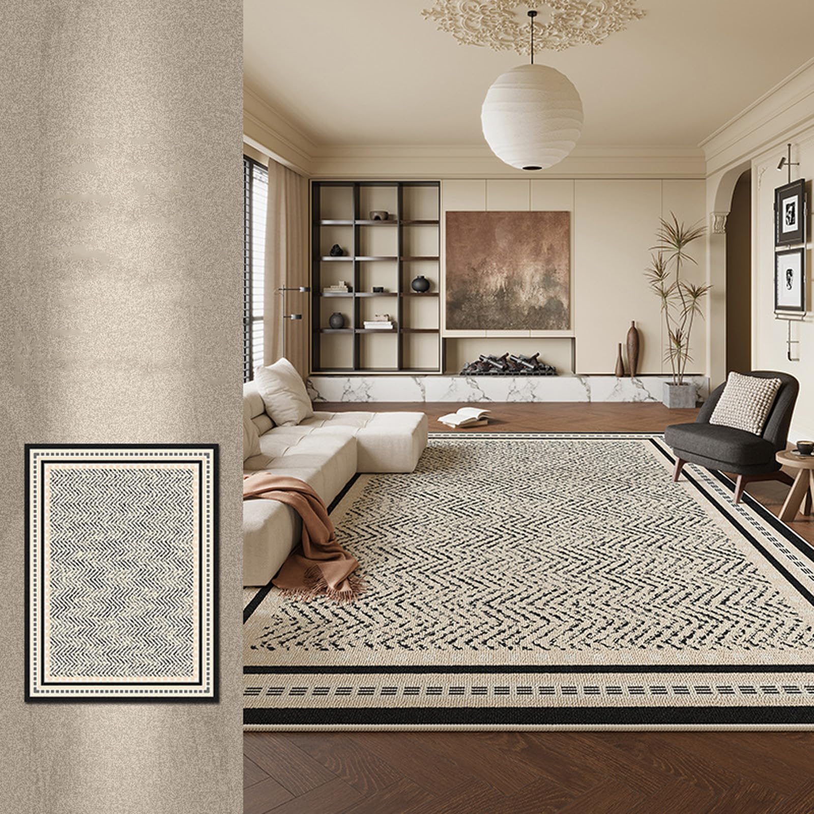 Tapis de canapé abstrait moderne vintage et antidérapant 140 x 200 cm