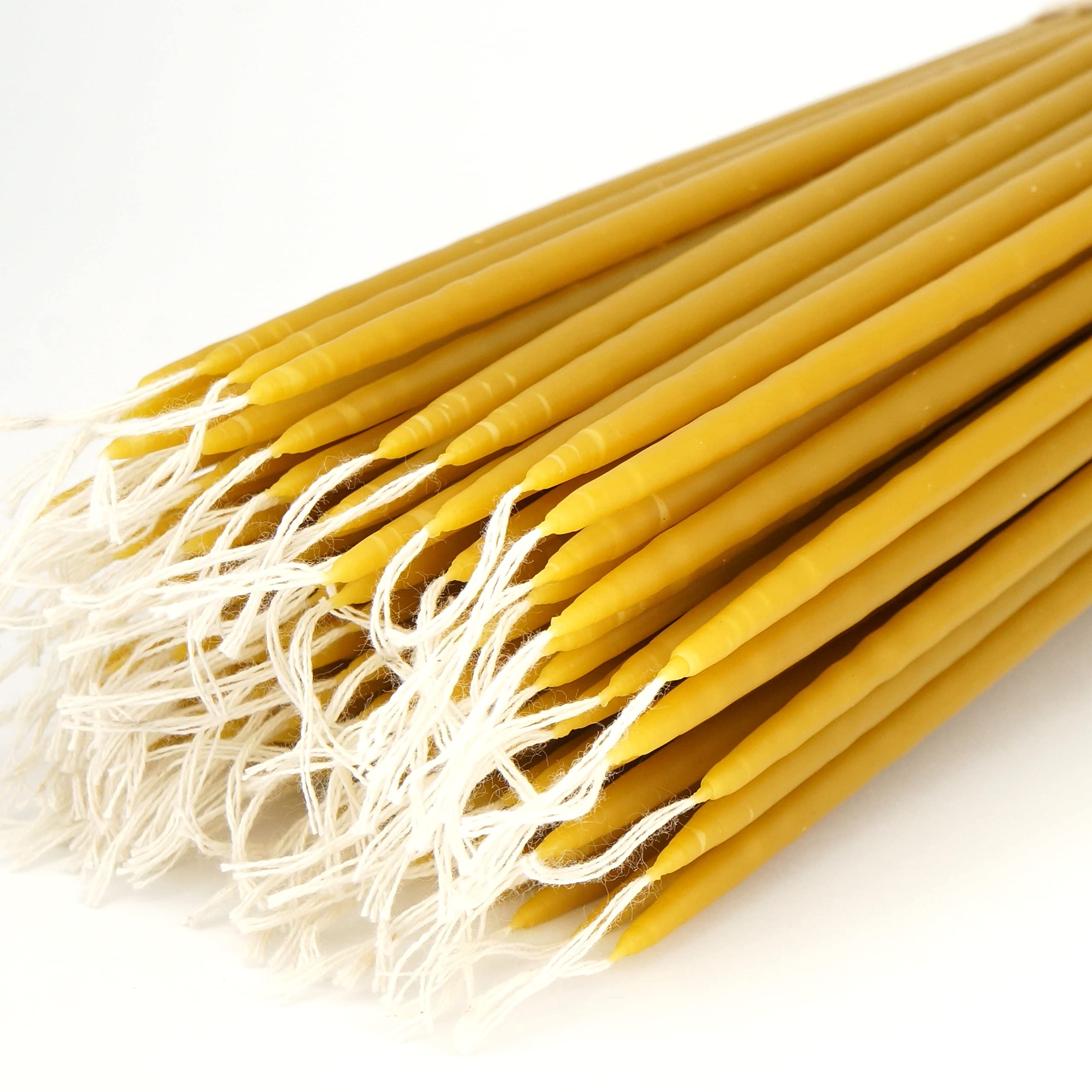 Pure Beeswax Church Candles - Orthodox Tapers, Dripless, Smokeless, Slow Burning, Non-Toxic, Natural Honey Scent (Height: 9 inches (22cm) Skinny, 2.2 lbs (1kg) - Approx. 240 Candles)