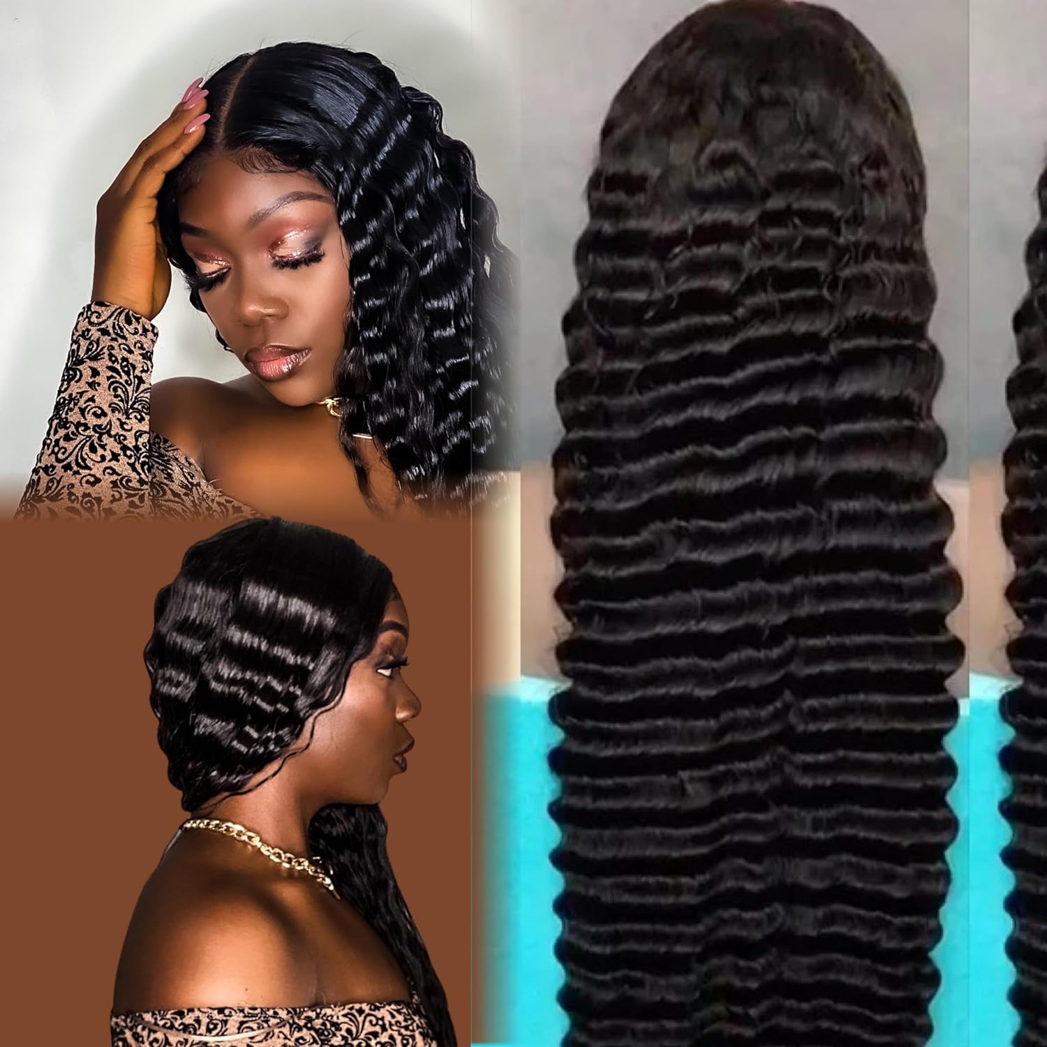 4X6 Wear and Go Human Hair Wigs for Black Women with Baby Hair 180% Density Pre-Plucked Natural Hairline (Deep Wave-Natural Color Black, 20 Inches)