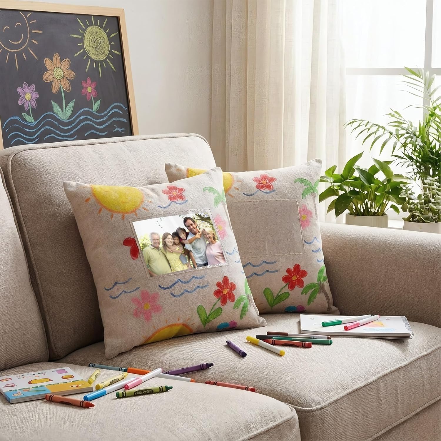 Amyhill 6 Pack DIY Photo Pillow Crafts for Mother's Day 12 Inches Linen Blank Covers with Zipper Enclosure and PP Cotton for Mom Gift Craft Fun Activities image 4