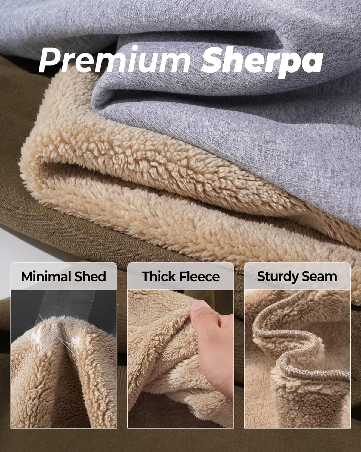 Boladeci Men's Quarter Zip Pullover Premium Sherpa Lined Sweatshirts Heavyweight Winter Cold Weather - Image 5