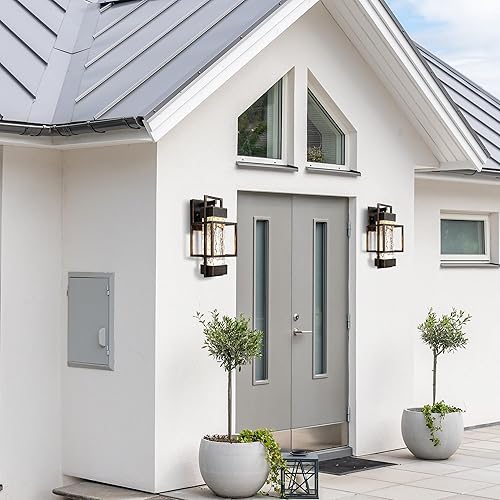 Miniatura 7 de PARTPHONER Lámparas modernas para exteriores del atardecer al amanecer, paquete de 2, apliques de pared exterior de 15 pulgadas, impermeables