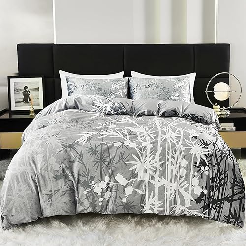 Miniatura 1 de HCORA Juego de funda de edredón de terciopelo, 3 piezas, funda de edredón floral ultrasuave tamaño Queen con 2 fundas de almohada, lujoso, juego de