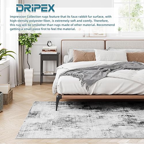 Miniatura 2 de Dripex Alfombras abstractas y contemporáneas, antideslizantes, de 3 x 5, alfombra de piel sintética suave y esponjosa para sala de estar,