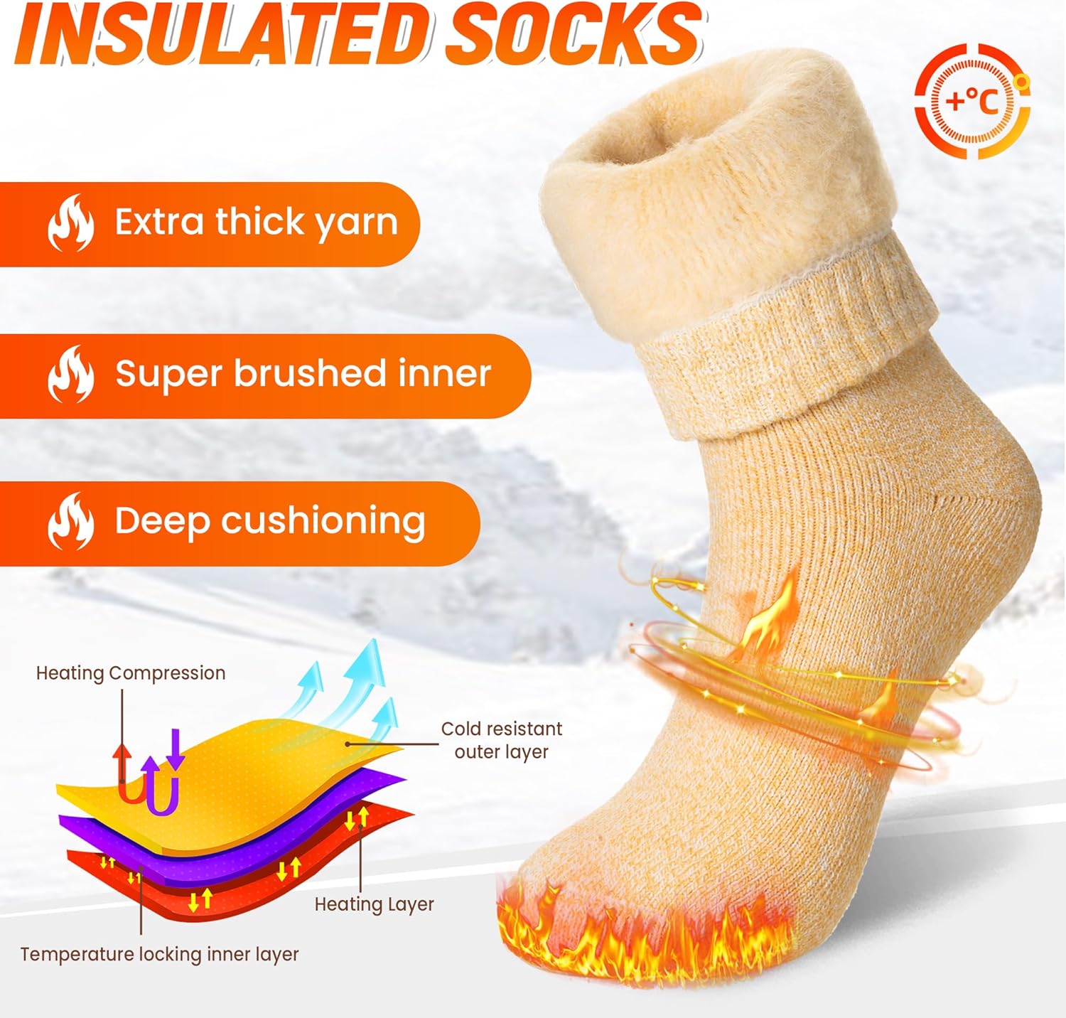 DoSmart Womens Warm Thermal Socks Winter Ski Extra Thick Insulated Heated Crew Boot Socks for Cold Weather 3 Pairs - Image 5