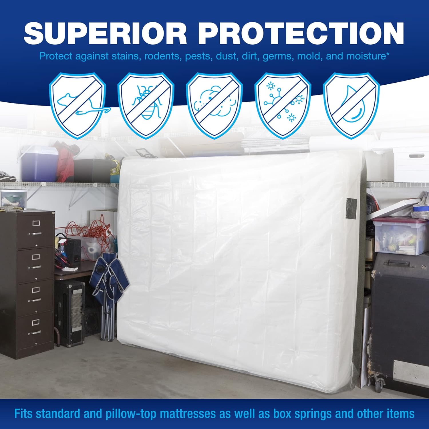 Mattress Bags for Moving & Storage - Reusable 5 Mil Heavy Duty Bags - Extra Large Plastic Moving & Packing – Tear & Stain Resistant (2 Pack - Twin/Twin XL - 39x14x100)