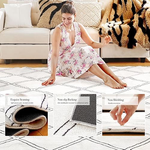 Miniatura 6 de Unomi Alfombra marroquí de 4 x 6 pies, con parte trasera antideslizante, alfombra grande para sala de estar, dormitorio, alfombra interior (4 x 6