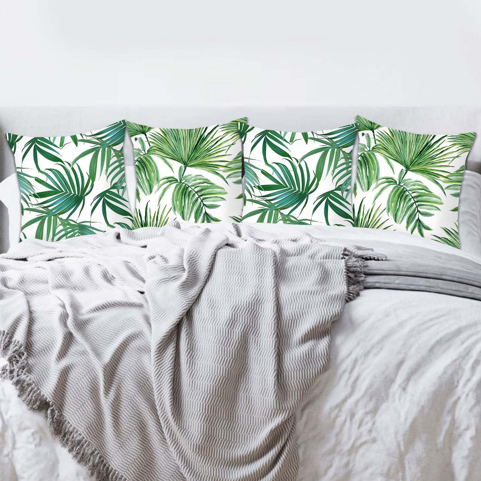 Betadistor Pillow Protectors 4 Pack 18x18 Inches Tropical leaves Decorative Throw Pillow Case for Home Office Sofa Bedroom Car Garden Double Sided Printing - Image 2