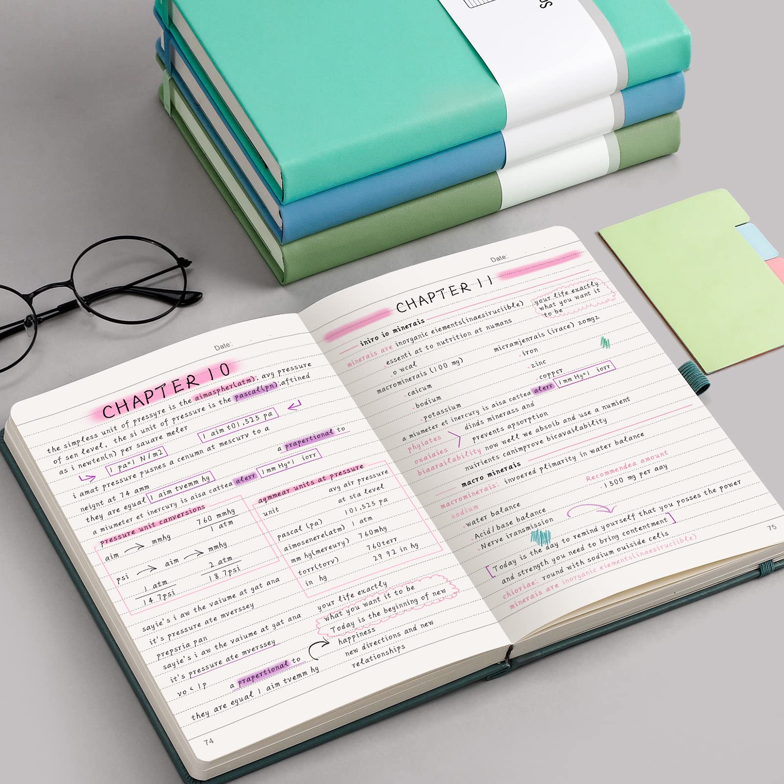 AHGXG Quaderno a righe, 320 pagine numerate, A5 (14 x 21 cm) | Taccuino a righe spesse per prendere appunti, carta da 100 g/m², copertina rigida in pelle, per donne e uomini (viola)