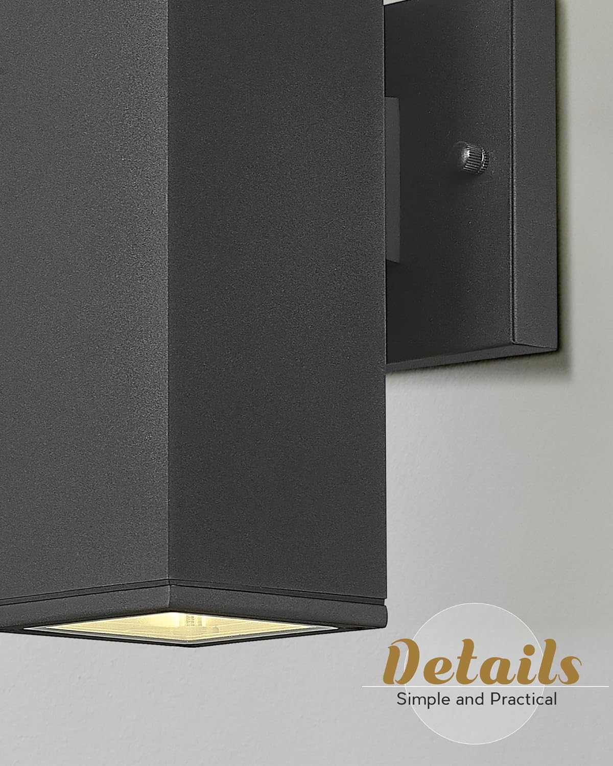 Ken & Ricky Outdoor Wall Light Fixture,Exterior Lighting Fixtures,Modern Sconce Lights for Porch Patio Garage Front Door (Black,Square,No Sensor,2PK)