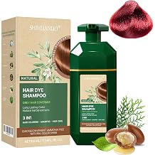 SHIHUANUO Hair Dye Shampoo 3 in 1 for Gray Hair Coverage, Herbal Ingredients Natural Shampoo Hair Dye for Women & Men/Ammonia-Free 520mWine Red