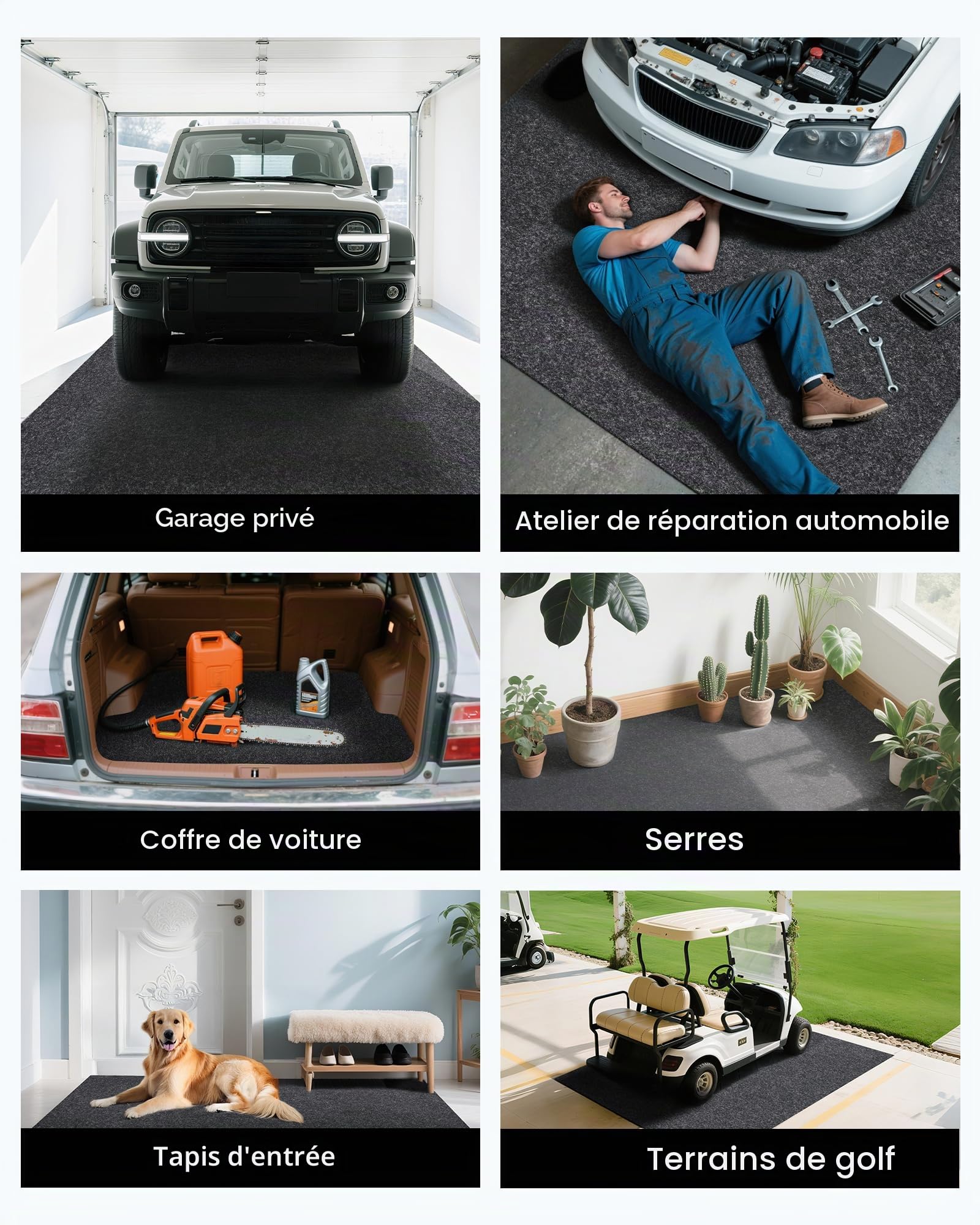 VEVOR Tapis de Sol de Garage 2235,2x5181,6x2,4 mm Tapis Protection Antidérapant Imperméable Eau Neige Pluie Boue Huile de Voitures avec Support TPE Anti-fuite Facile à Nettoyer Découper, Divers Usages