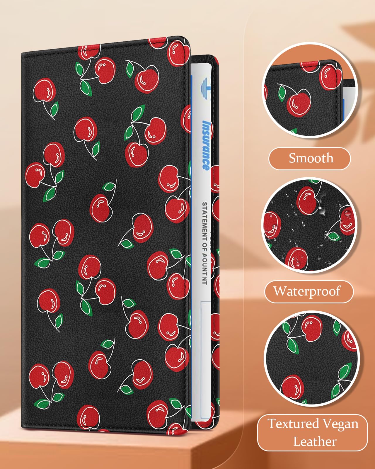 Slohif Car Registration and Insurance Card Holder with Magnetic Shut - Vehicle Glove Box Organizer Women Leather Automobile — view 3