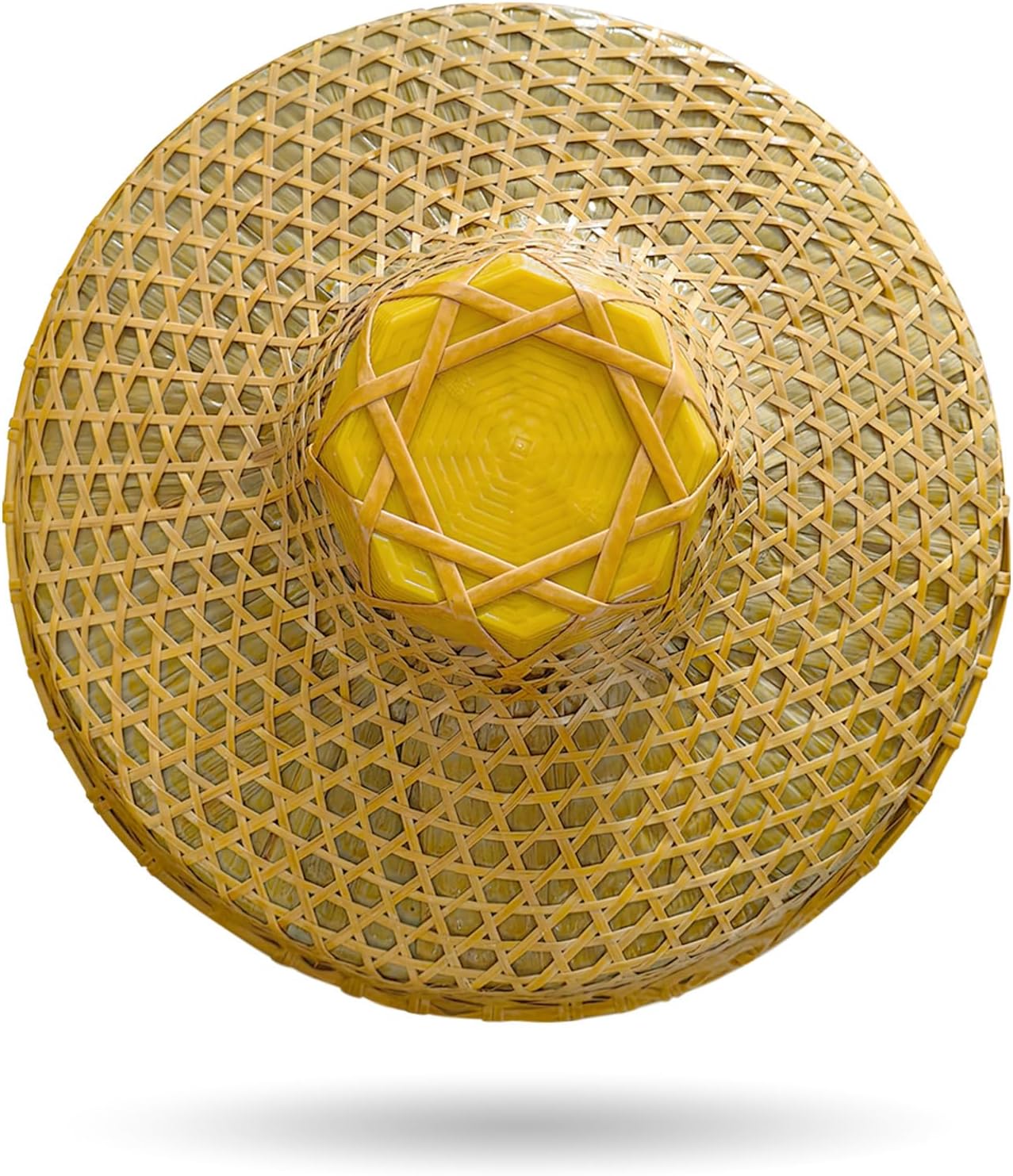 Straw Sun Hat for Women & Men, Wide Brim Beach Cap Bamboo Japanese Rice Farmer Design for Summer Gardening U-Y-YG-B1M