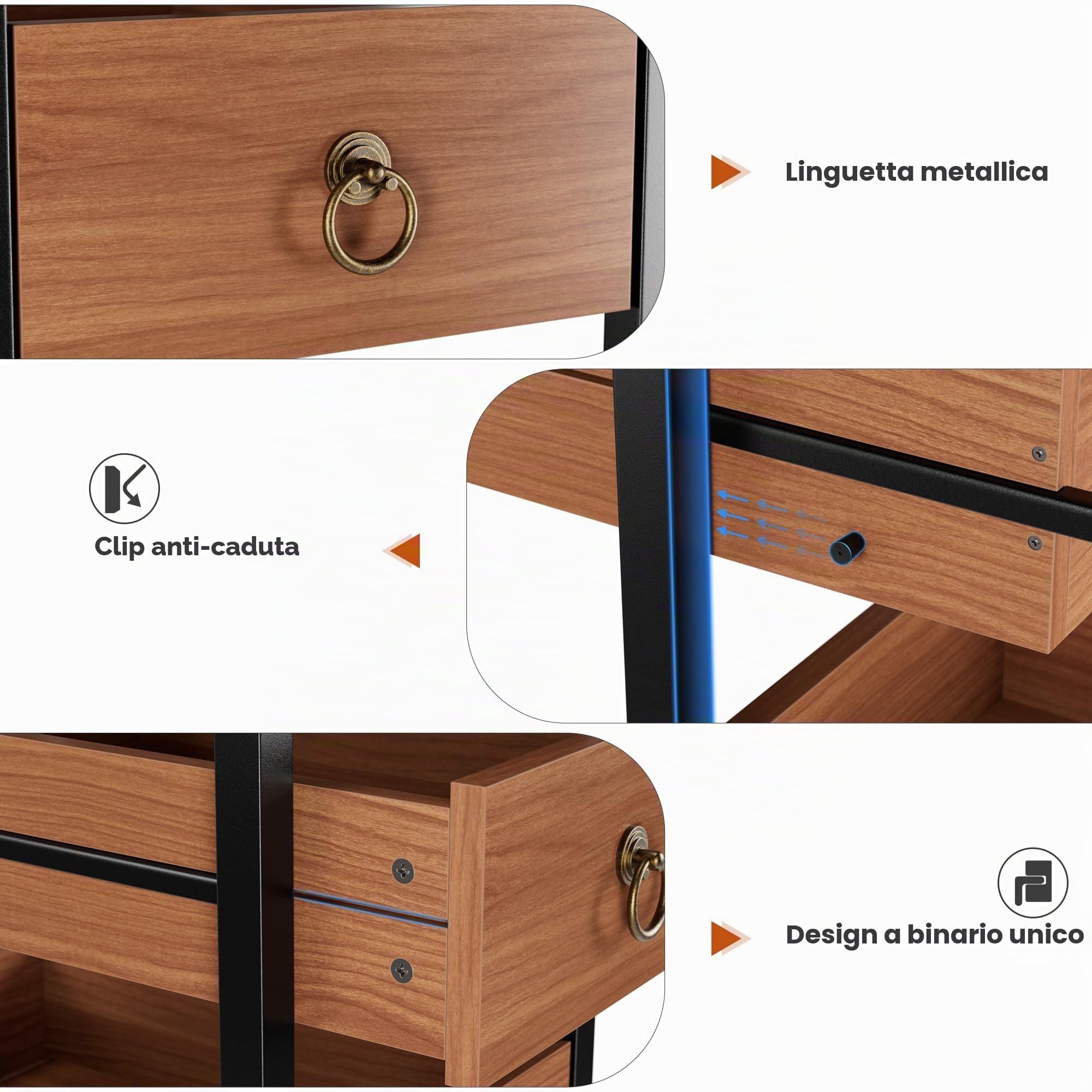 Garvee Scaffale Cucina Stretto 5 Cassetti Estraibili