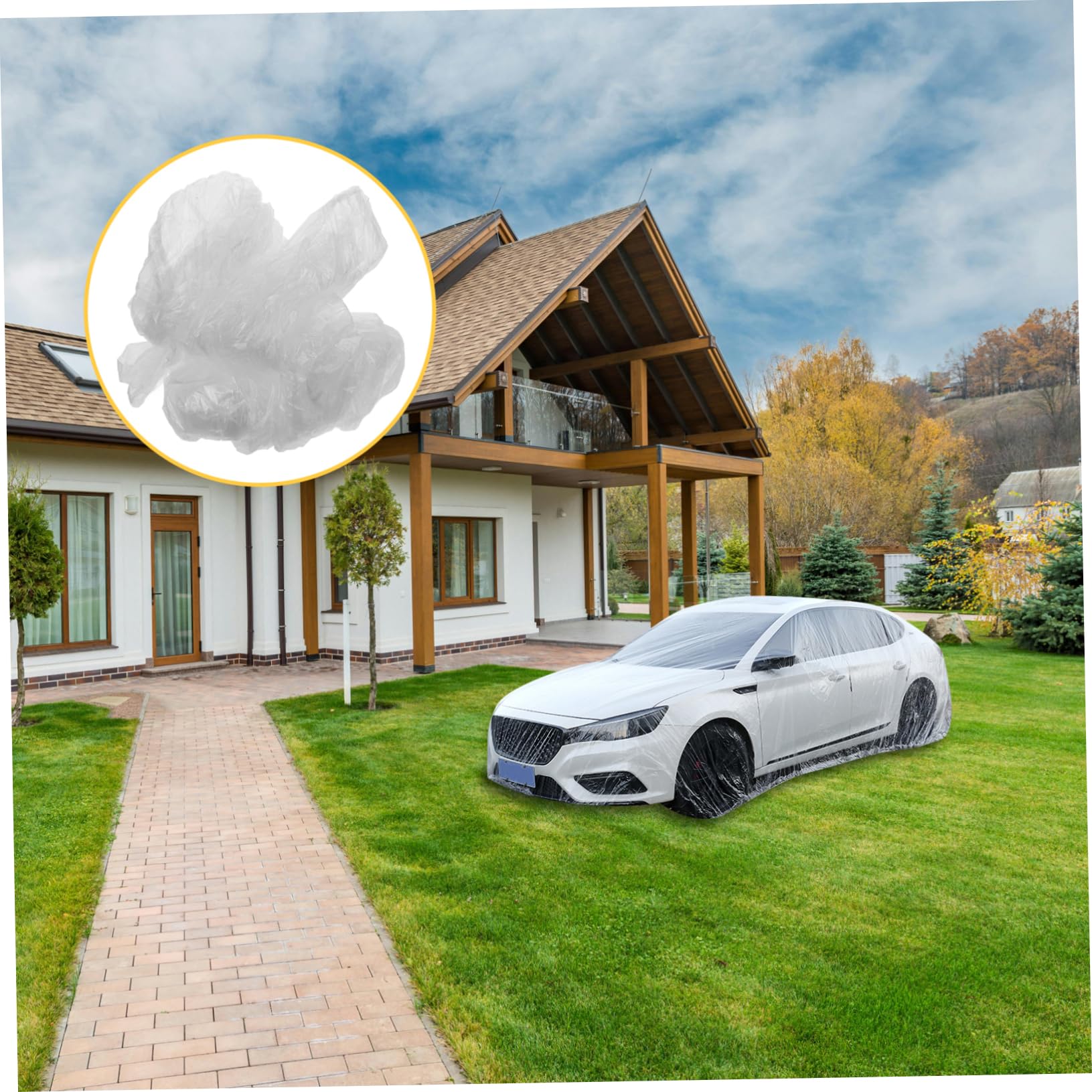 SOESFOUFU Car Covers for Automobiles Weather Outdoor Car Covers Disposable for Rain Protection — view 6