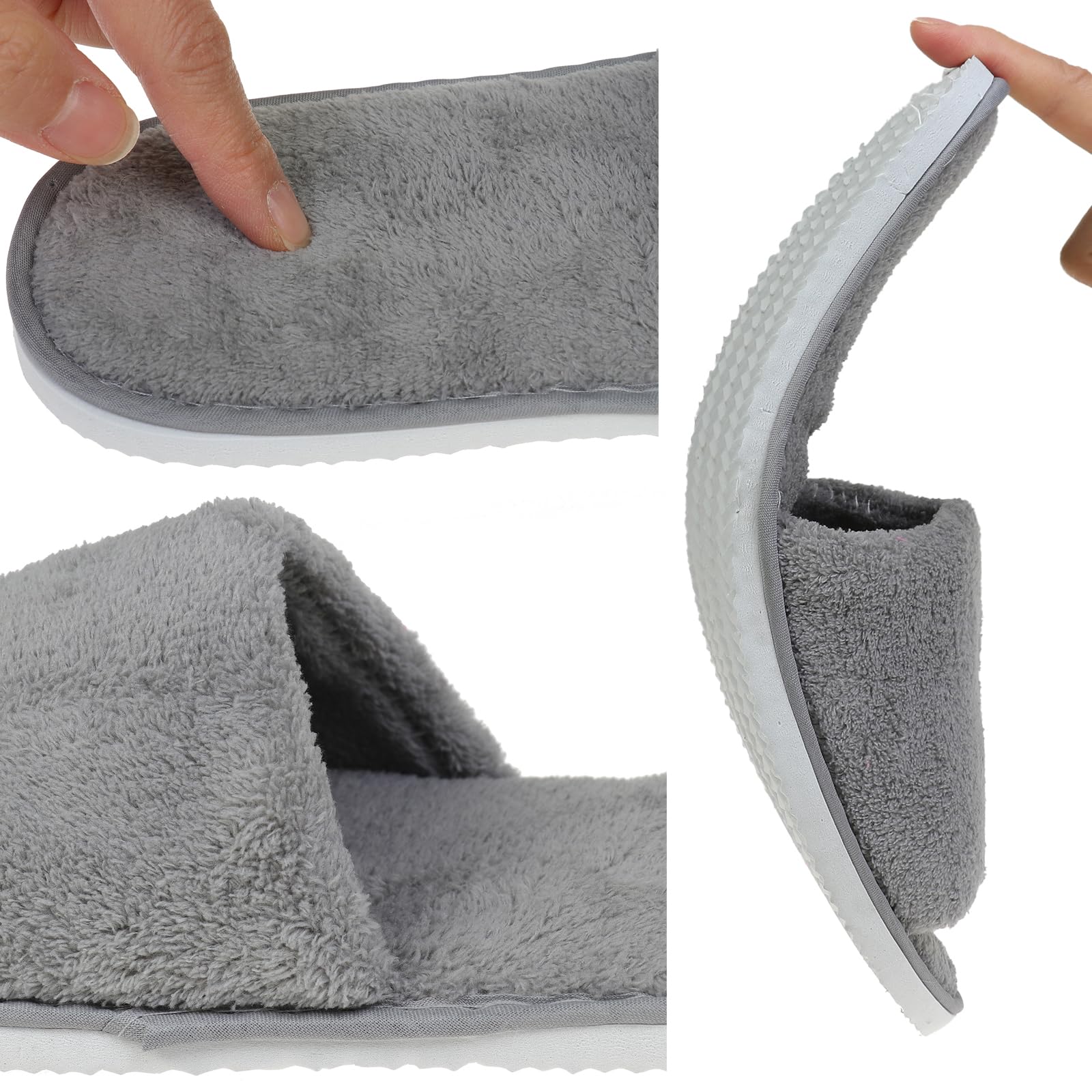 JK Home 4 works Coral Fleece Open Toe Spa Slippers, Disposable Deluxe Hotel Slippers - Image 4