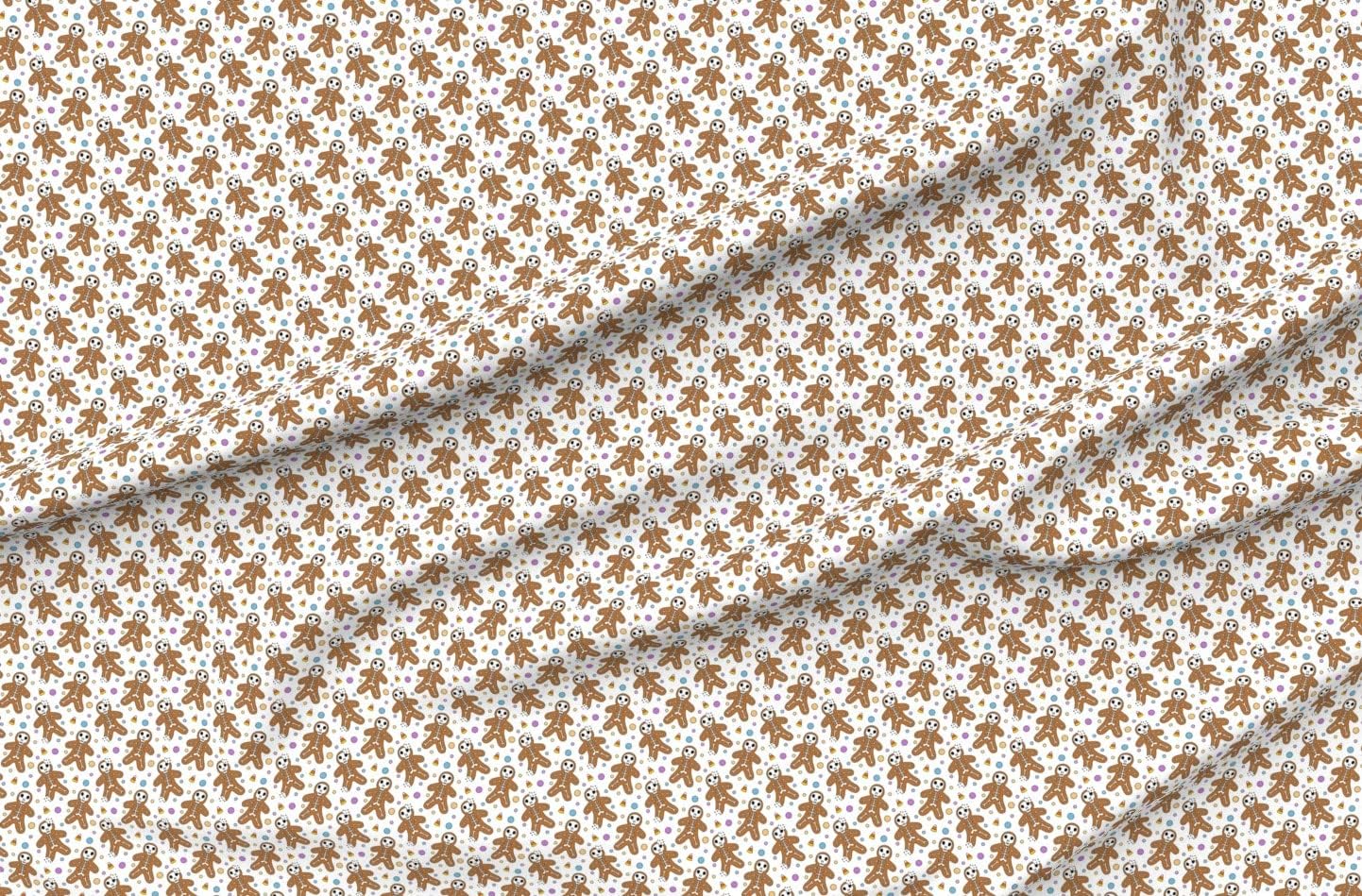 Spoonflower Fabric - Christmas Skeleton Halloween Spooky Gingerbread Printed on Petal Signature Cotton Fabric Fat Quarter - Sewing Quilting Apparel Crafts Decor