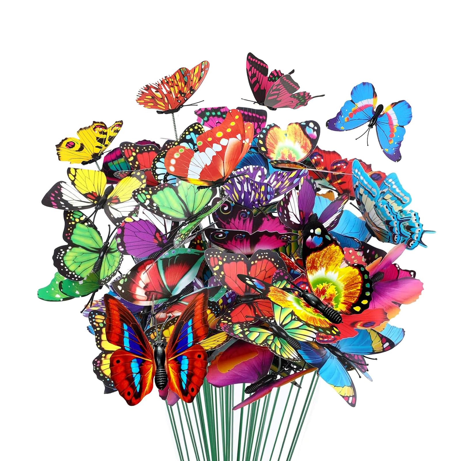50 Piezas Estacas de Mariposas de Jardín, Estacas de Mariposa Impermeables, Mariposa Coloridas Alfileres de Flores para Exteriores Patio Plantador Maceta Primaver Jardín Decoración