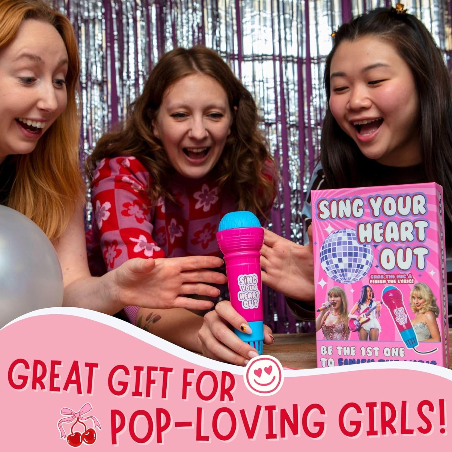 Boxer Gifts Sing Your Heart Out Card Game – Fun Party Game for Girls’ Night, Sabrina Carpenter & Charli XCX Fans - Music Quiz with Echo Microphone