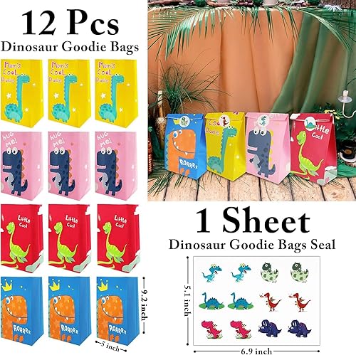 Miniatura 3 de Leesgel - Recuerdos de fiesta de dinosaurios para niños, 96 bolsas de regalo de dinosaurio para fiesta de cumpleaños con máscaras/tatuajes/pulseras