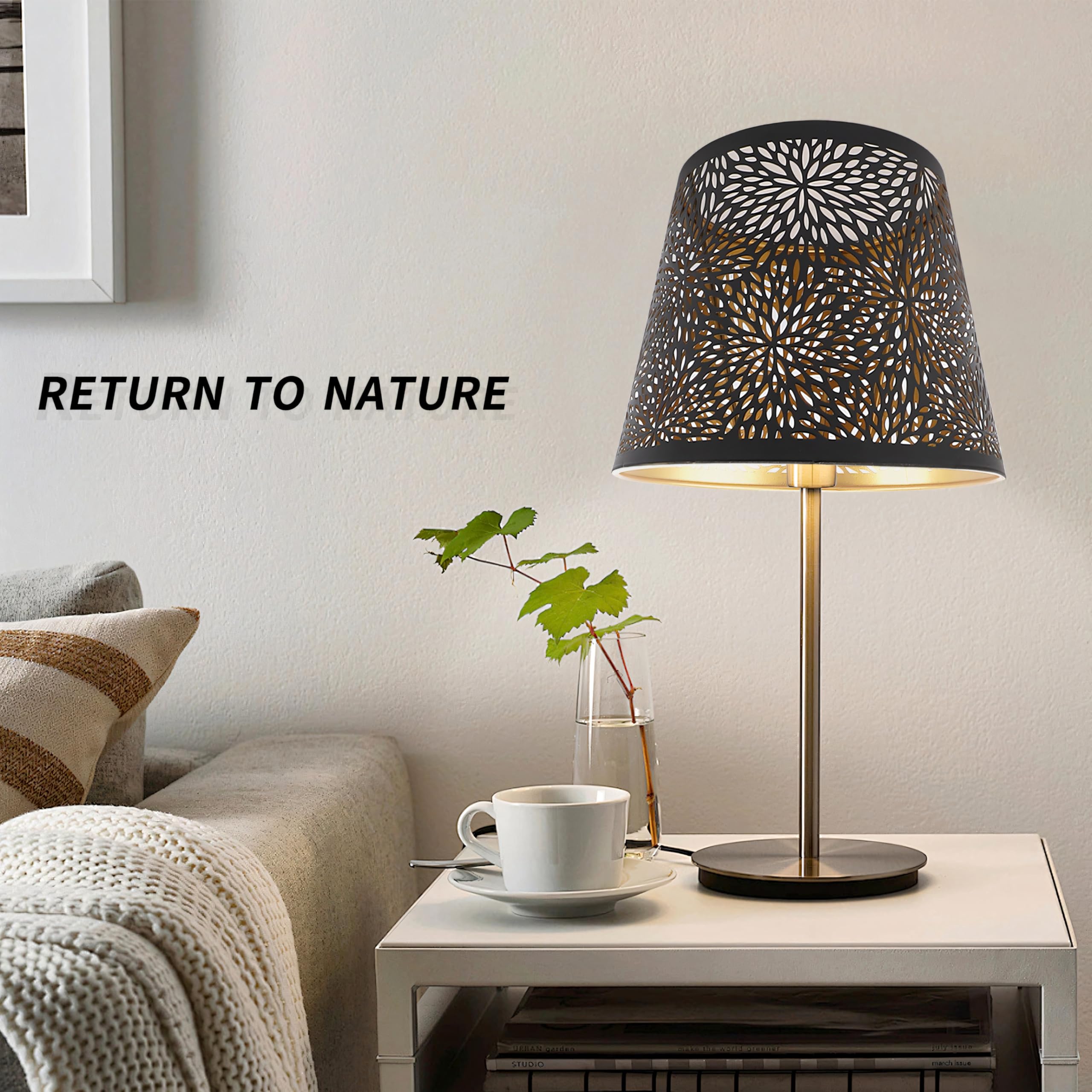 Taille Petit Abat Jour Abat Jour En Métal Abats-Jour Abat Jour Décoratif En Fer Creux Avec Motif Doré Intérieur Pour Lampe De Table Et De Plafond Style Moderne Inspiré De La Nature Noir