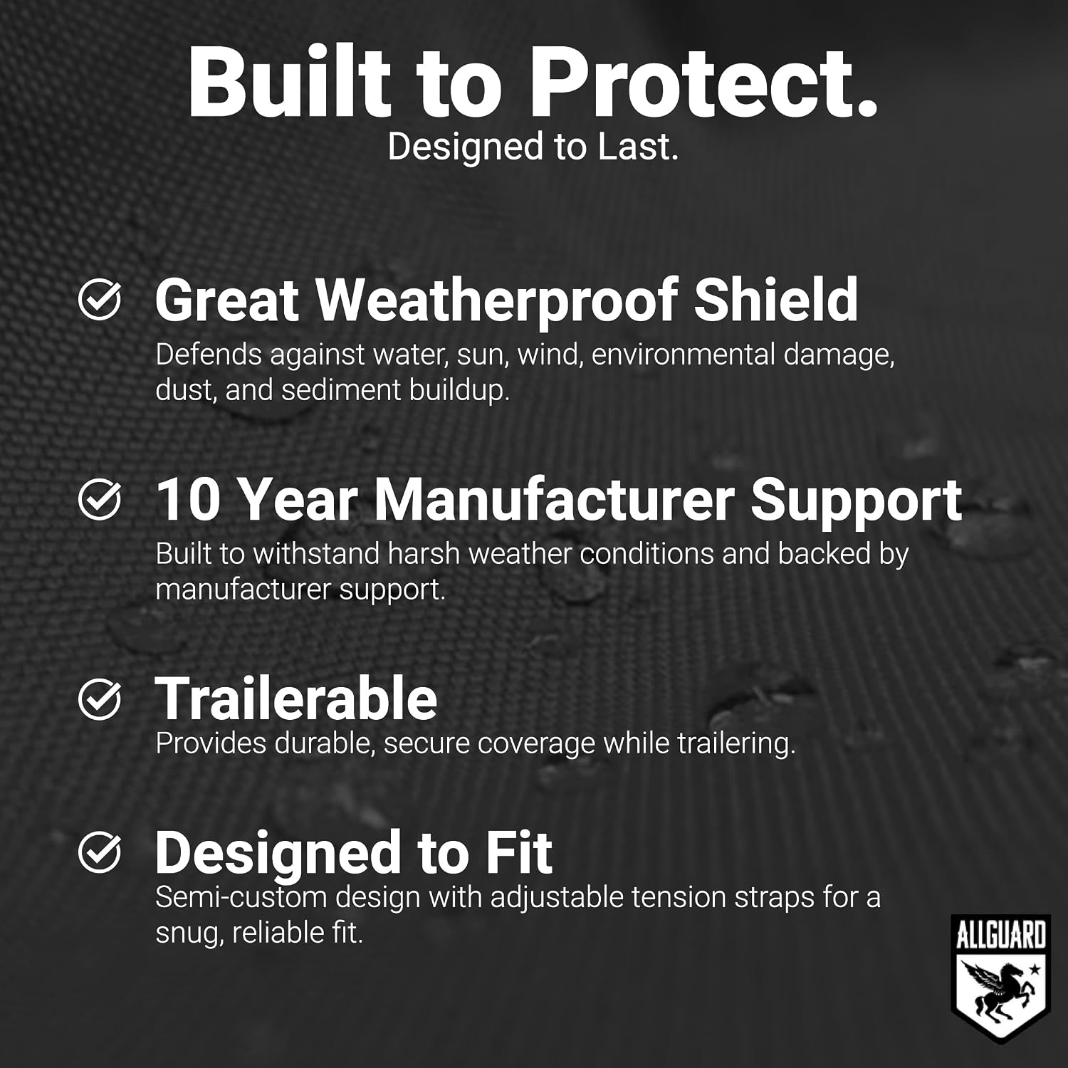 AllGuard Weatherproof Light ATV Cover, High Performance 300D PolyShield Material, Protects from Rain, Snow, Sun, UV & More - Black (Small - Fits Length: Up to 82")