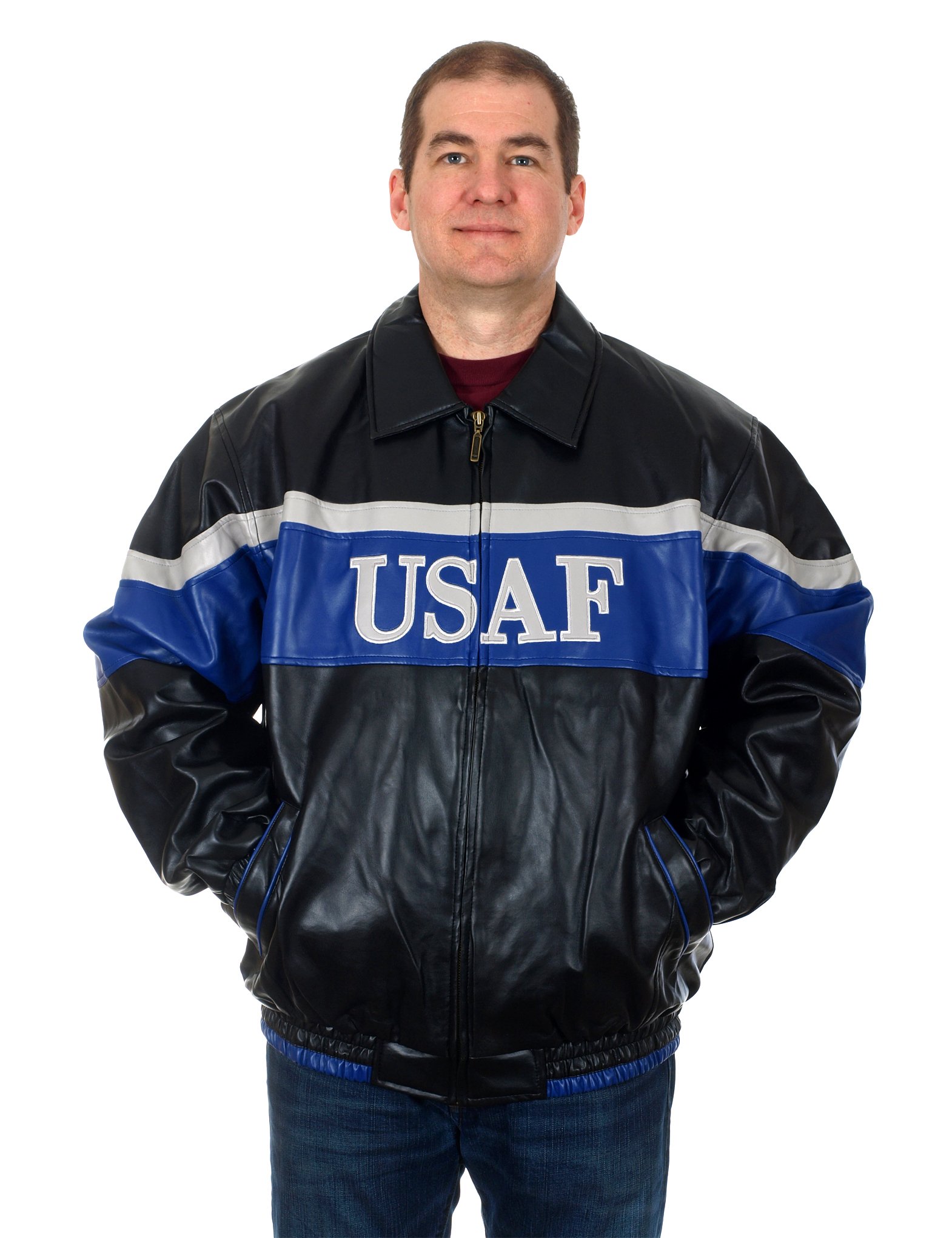 Men’s USAF Faux Leather Bomber Jacket a Warm Air Force Coat (X-Large)