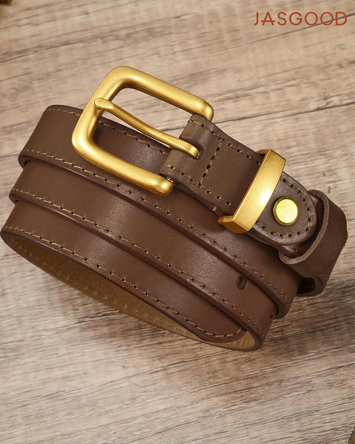 JASGOOD Women Genuine Leather Belt for Jeans Pants 0.91'' Vintage Full Grain Thin Leather Trendy Skinny Belt image 3