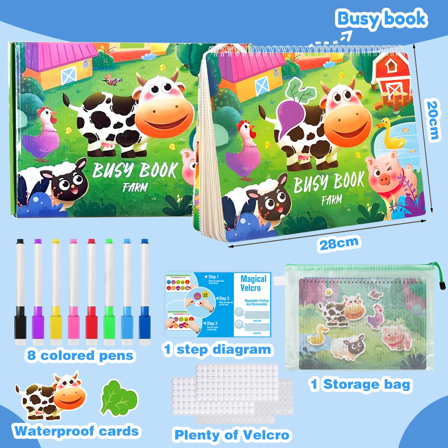 Juguetes Montessori 1 2 3 Años,Juegos Educativos Niños 1 2 Años,Busy Board Montessori 1 2 Año,Quiet Book,Libro de Pegatinas Infantiles 2 Años,Juguetes Sensoriales,Regalo Niño 1 2 3 4 Años,Granja