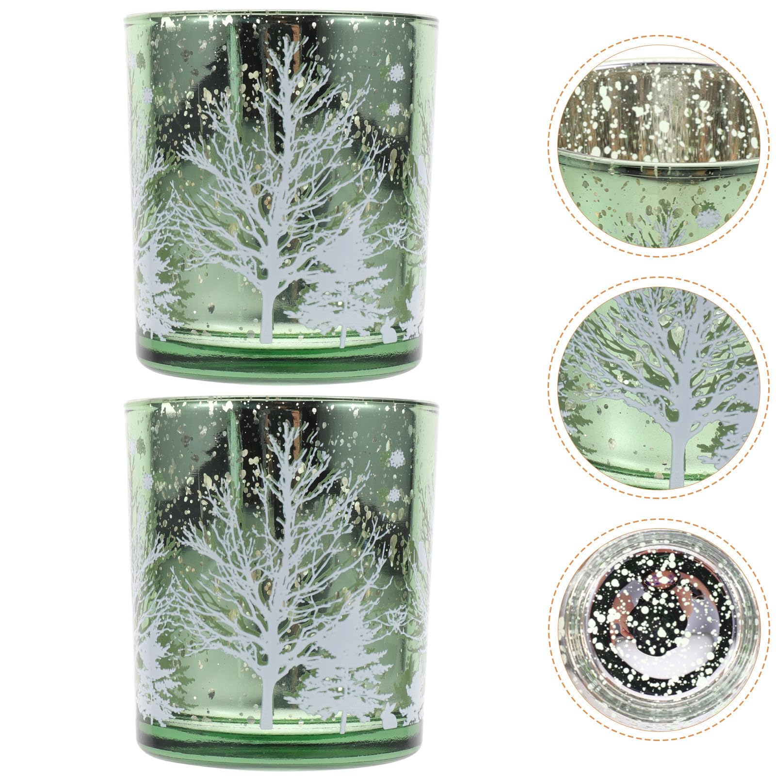 Toyvian 4 Piezas Portavelas Navideño de Cristal Estampado Árbol de Navidad