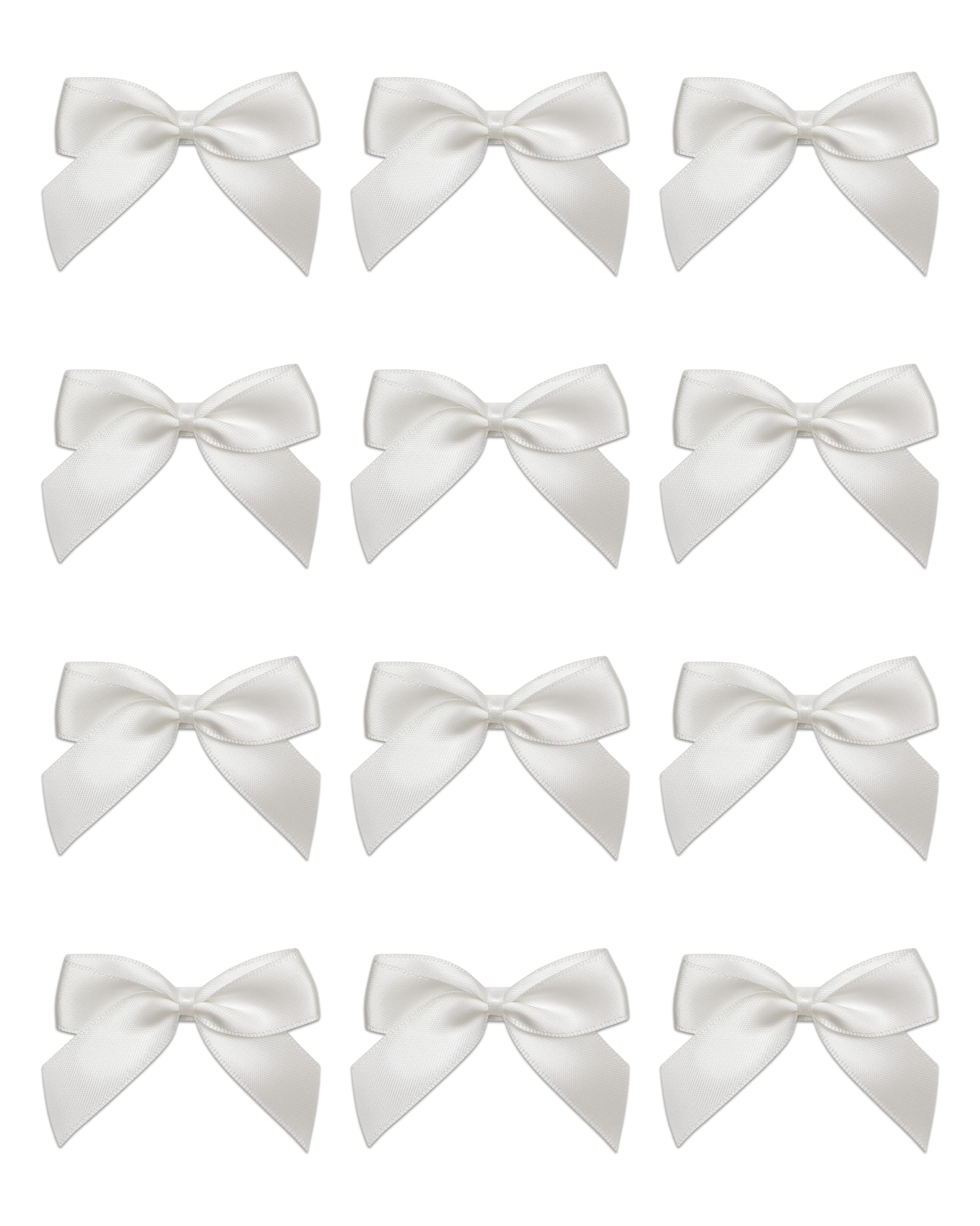 Italian Options Satin Ribbon Bows Self Adhesive 12-Piece Pack, 5 cm Bow Width, White