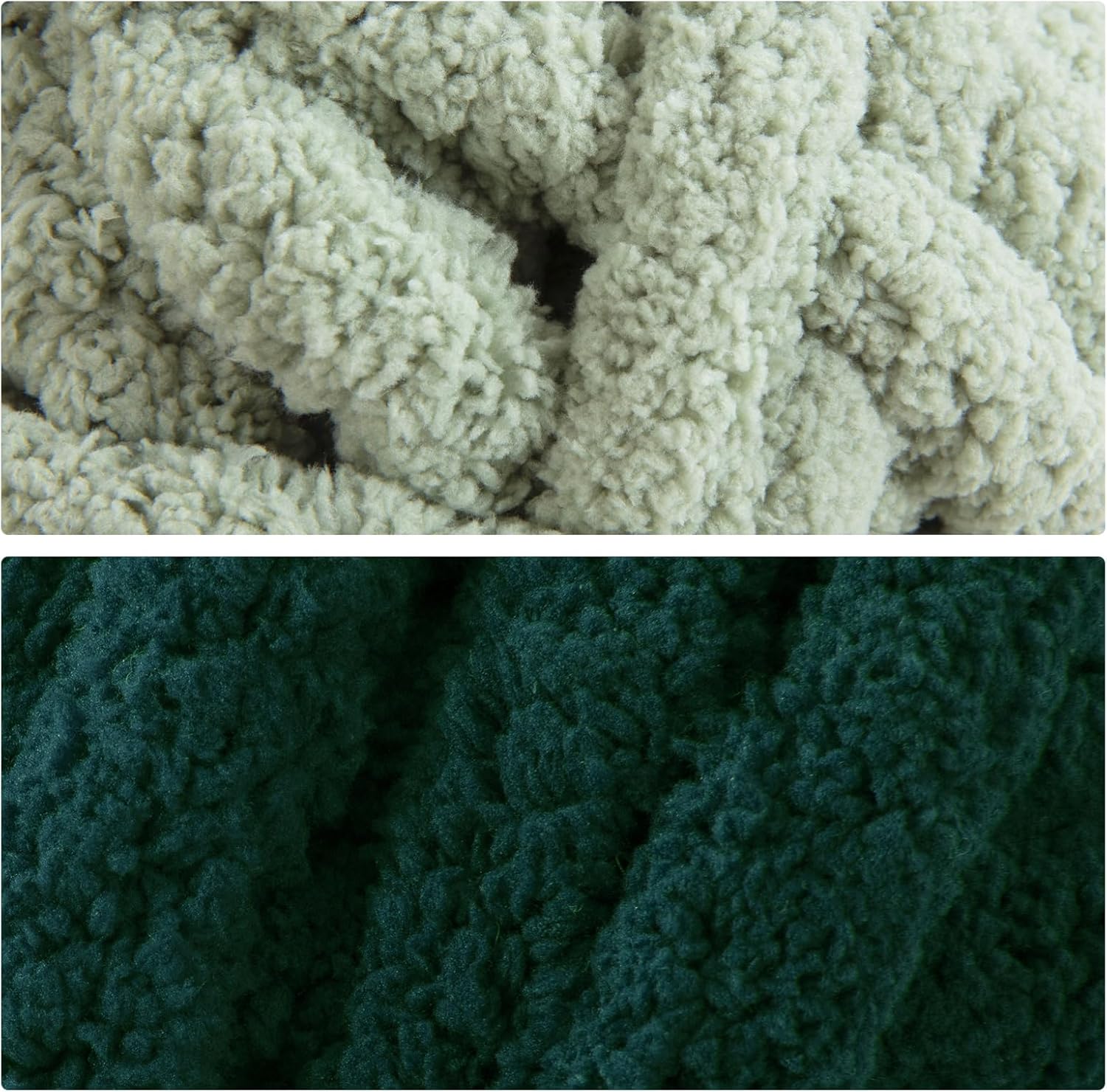 MABOZOO Assorted Chunky Yarn for Hand Knitting 8 Pack, Fluffy Jumbo Chenille Yarn, Soft Plush Yarn Bulky, Giant Thick Fuzzy Yarn for Arm Knitting,Sage Green & Dark Green(31.7 yds,8 oz Each Skein)