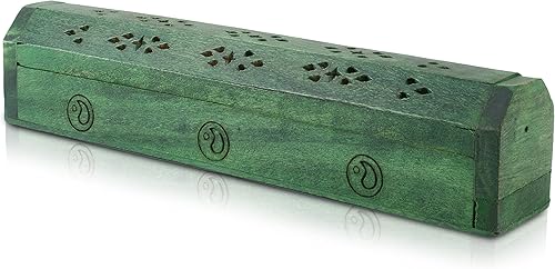 Soporte para quemador de incienso y cono de madera, ataúd con compartimento de almacenamiento, soporte orgánico ecológico para Agarbatti, estilo