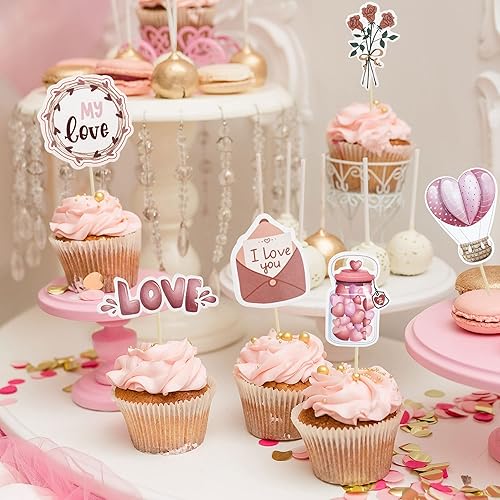 Miniatura 5 de 36 piezas de decoración para magdalenas para el día de San Valentín dulce amor para el día de San Valentín temática de cumpleaños decoración de