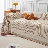 Vista 27 de VClife funda boho de sofá de felpilla para sofá seccional, funda antideslizante para sofá de 2 plazas, protector para mascotas con borlas, funda