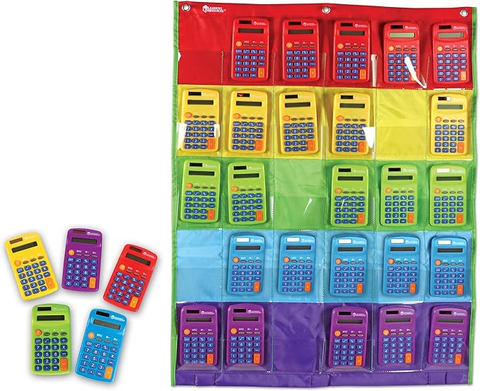 Learning Resources Rainbow Calculator & Storage Chart, Set of 30