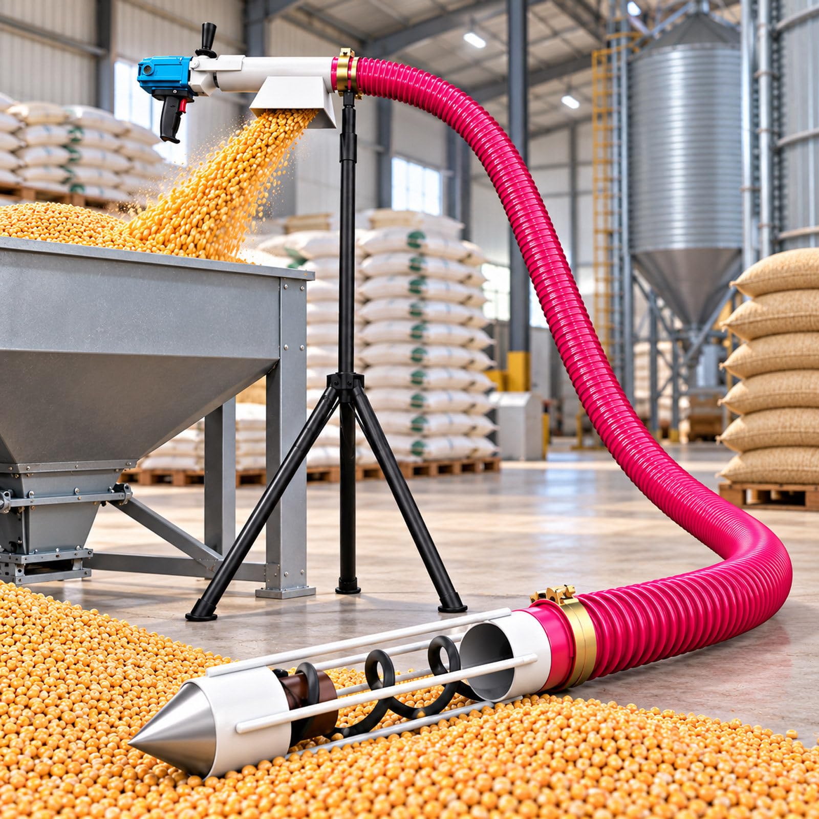 Aspiratore per Cereali 2800 W, Coclea Elettrica, 100-200 Kg/Min 4.0M