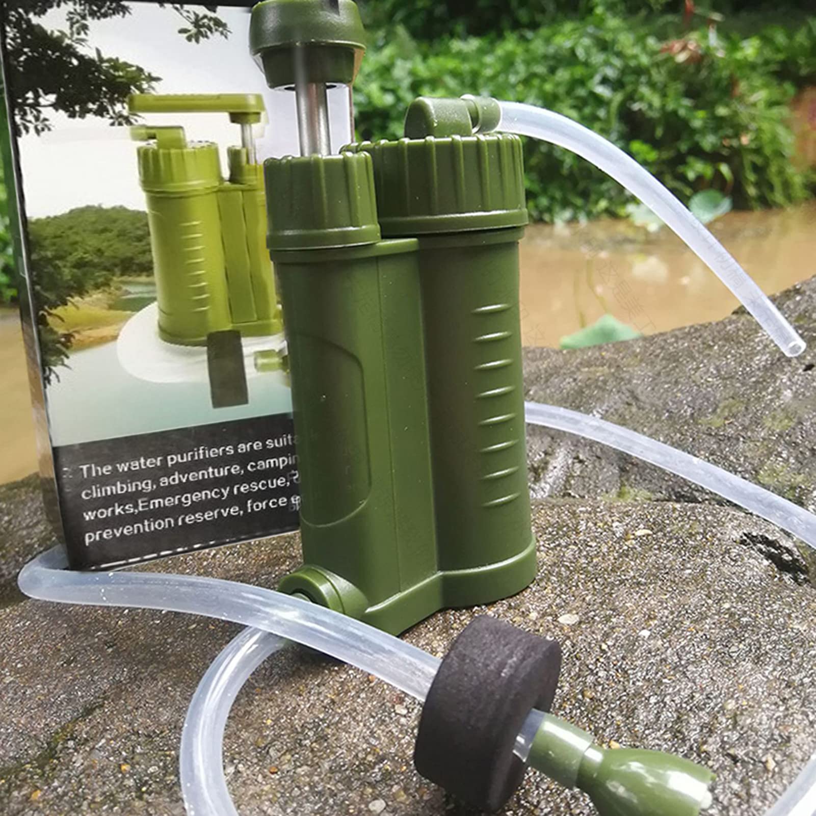 Filtres à Eau de Camping Pompe Portable Carbone 0,01 Micron Filtre à Eau Paille système de Filtration d'eau purificateur d'eau pour Camping randonnée