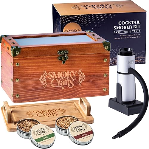 Miniatura 12 de Kit de ahumador de alimentos y bebidas con pistola de humo, cúpula de vidrio Cloche para fumar de 8 pulgadas, tapa de humo de cóctel de acacia y Kit