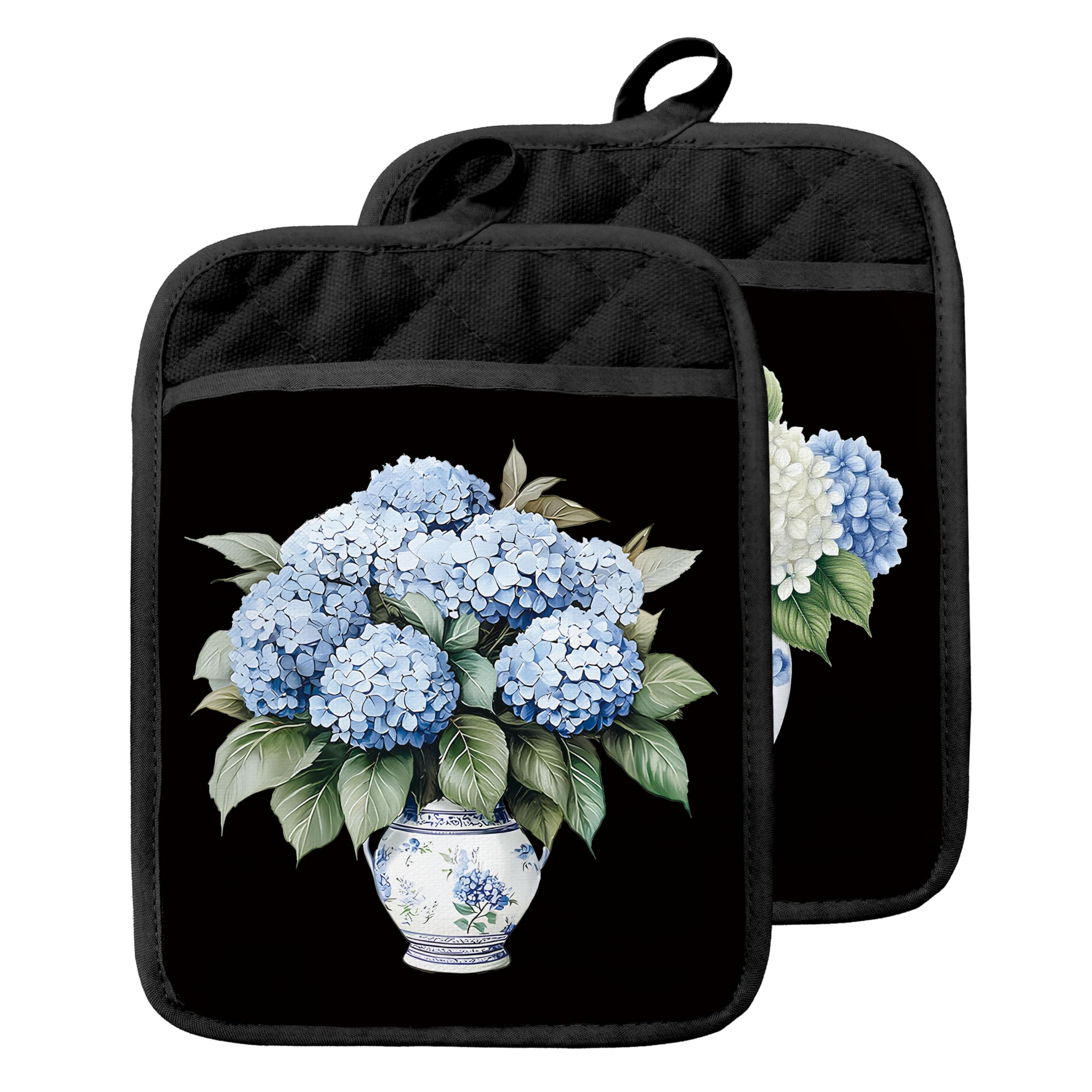 Manique cuisine hortensia bleu gant de protection chaleur pâtisserie et cuisson four